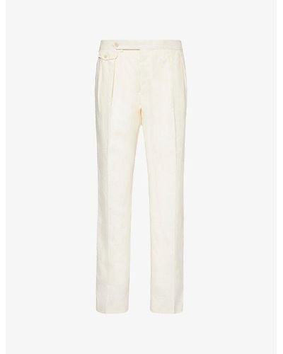 Polo Ralph Lauren Pleated Straight-leg Slim-fit Linen Pants - White