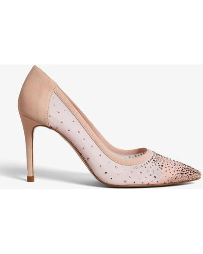Ted Baker Ryalay Diamante-embellished Mesh And Faux-suede Courts - Pink