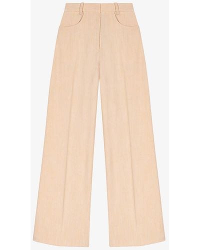 Maje Pressed-crease Wide-leg Mid-rise Woven Trousers - White