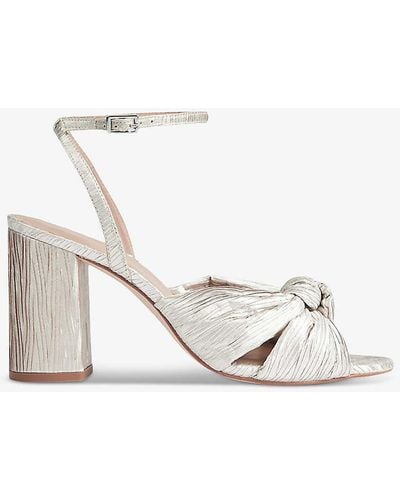 LK Bennett Eliana Knot-embellished Satin Heeled Sandals - White