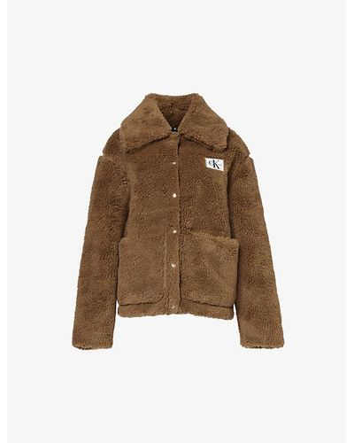 Calvin Klein Sherpa Shearling-texture Regular-fit Recycled Polyester-blend Jacket - Brown
