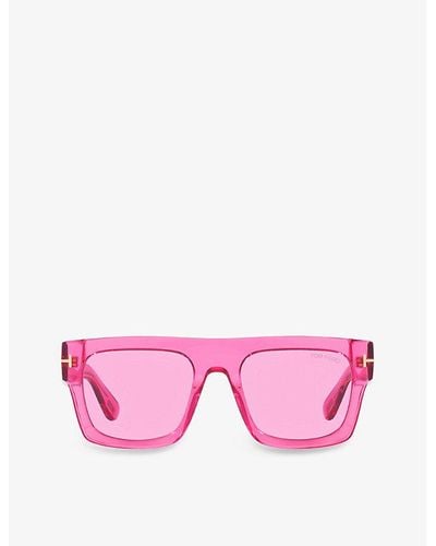 Tom Ford Ft0711 Fausto Square-frame Acetate Sunglasses - Pink