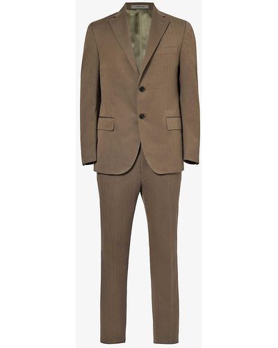 Corneliani Single-breasted Notched-lapel Regular-fit Linen-blend Suit - Natural