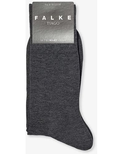 FALKE Tiago Branded-sole Stretch-organic-cotton Blend Socks - Grey