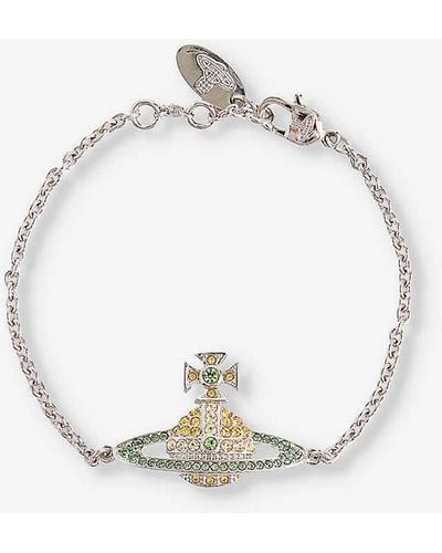Vivienne Westwood Kika Silver-tone Brass Topaz And Peridot Bracelet - White
