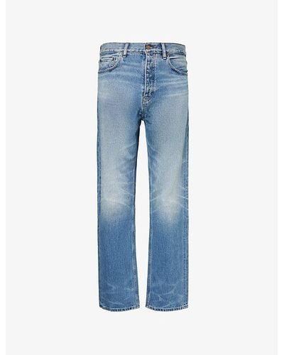 Fear Of God Brand-patch Straight-leg High-rise Denim Jeans - Blue