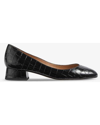LK Bennett Blaine Croc-effect Leather Court Shoes - Black