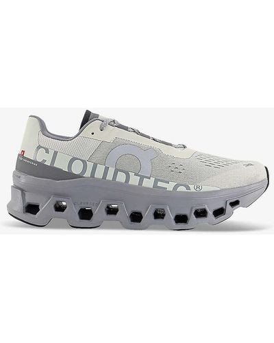 On Shoes Cloudmonster Cushioned Chunky-soled Mesh Low-top Trainers - Grey