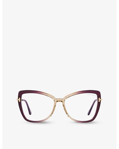 Tom Ford Tr001665 Butterfly-frame Acetate Optical Glasses - Metallic