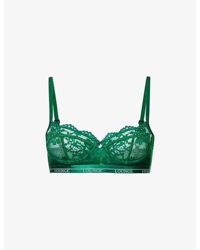 Lounge Underwear Blossom Floral-embroidered Stretch-lace Bra - Green
