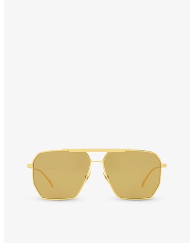 Bottega Veneta 6j000237 Bv1012s Pilot-frame Metal Sunglasses - Yellow