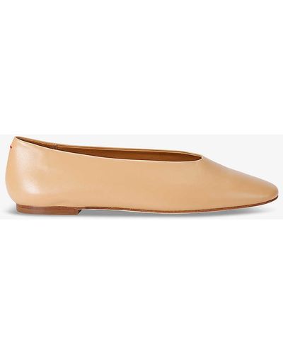 Aeyde Kirsten Almond-toe Leather Ballet Flats - Natural