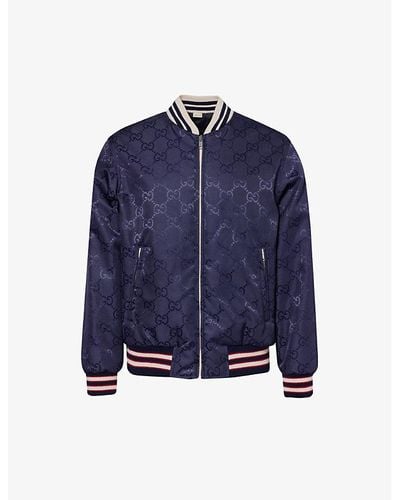 Gucci gg-pattern Reversible Woven Varsity Jacket - Blue