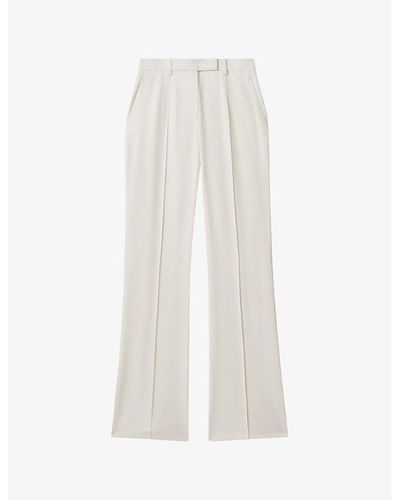 Reiss Millie Flared-leg High-rise Woven Pants - White