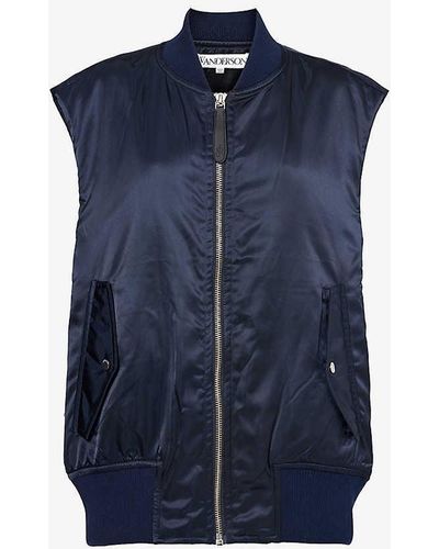 JW Anderson Sleeveless Ribbed-trim Relaxed-fit Shell Jacket - Blue