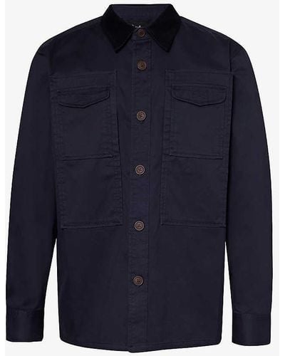 Barbour Faulkner Corduroy-collar Cotton-twill Overshirt - Blue