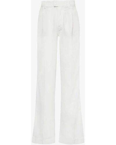 7 For All Mankind Pleated Straight-leg Mid-rise Woven Trousers - White