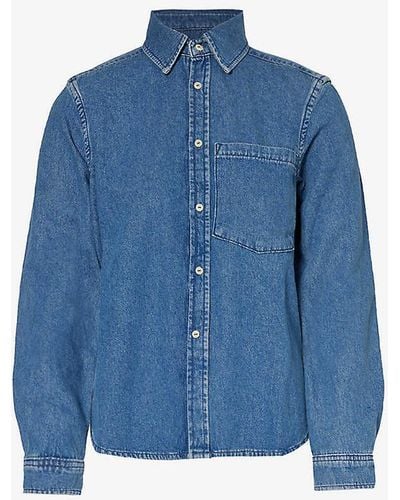 With Nothing Underneath The Classic Long-sleeved Organic Denim-blend Shirt - Blue