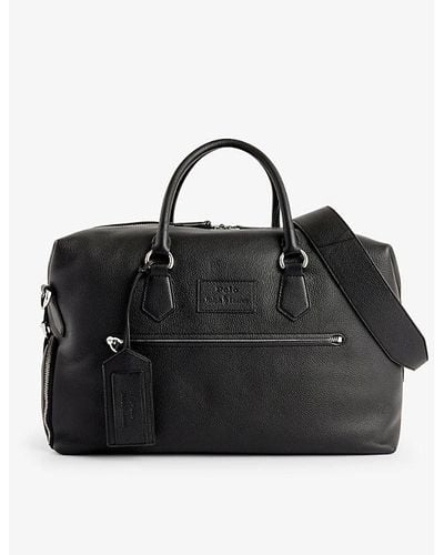 Polo Ralph Lauren Brand-patch Top-handle Leather Duffle Bag - Black