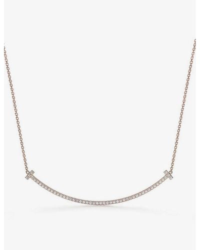 Tiffany & Co. Tiffany T Smile Extra-large Diamond And 18ct Rose-gold Necklace - Natural