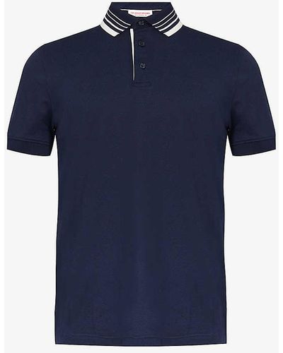 Orlebar Brown Contrast-trim Cotton-blend Polo Shirt X - Blue