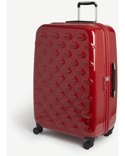 Lulu Guinness Large Embossed Lips Suitcase - Red