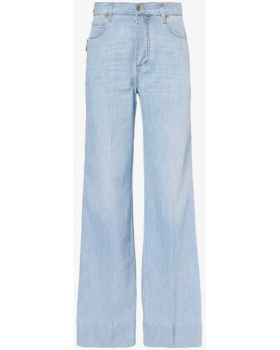 Bottega Veneta Contrast-stitch Wide-leg Regular-fit Jeans - Blue