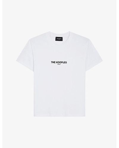 The Kooples Brand-print Cotton-jersey T-shirt - White