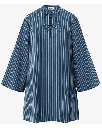 Nué Notes True Vy Beau Stripe-pattern Cotton Mini Dress - Blue