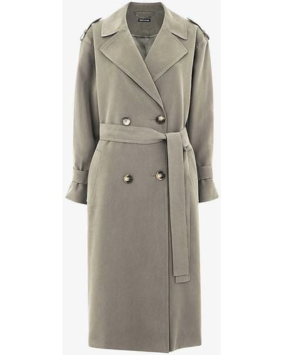 Whistles Riley Double-breasted Woven Trench Coat - Grey