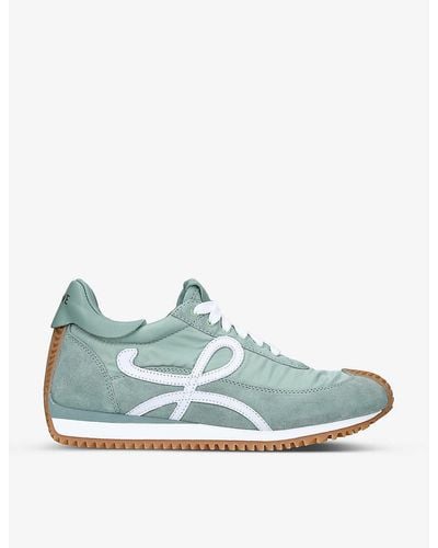 Loewe Flow Runner Monogram Leather And Shell Trainers - Green