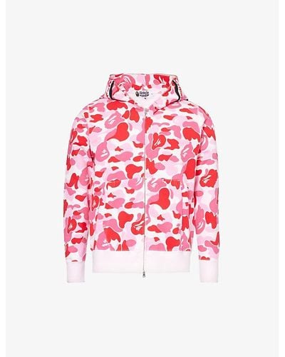 A Bathing Ape Shark Camouflage-print Cotton-jersey Hoody - Red