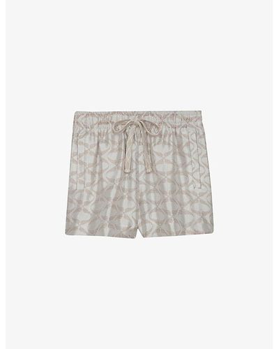 Zadig & Voltaire Monogram-pattern Mid-rise Woven Shorts - Gray