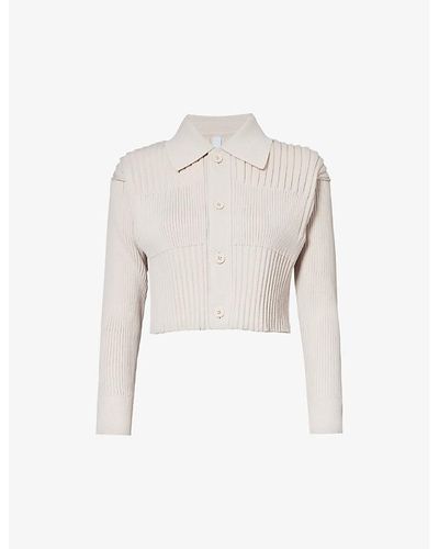 CFCL Fluted Recycled-polyester Knitted Cardigan - White