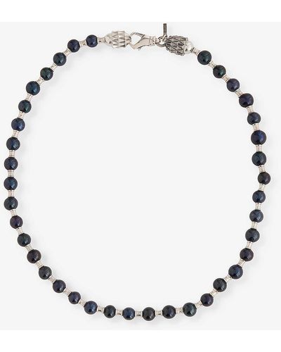 Emanuele Bicocchi Pearl-embellished Brand-engraved 925 Sterling-silver And Fresh-water Pearl Necklace - Metallic