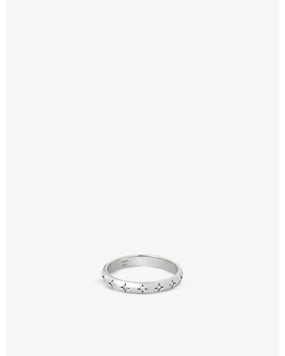 Astrid & Miyu Cosmic Star Recycled Sterling And Cubic Zirconia Ring - White