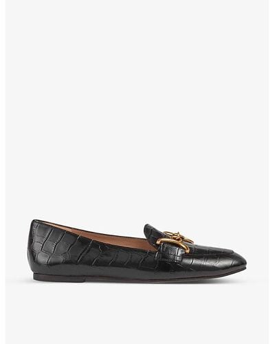 LK Bennett Daphne Croc-effect Snaffle-detail Leather Loafers - Black