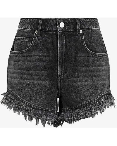 AllSaints Astrid High-rise Frayed-hem Denim Shorts - Black
