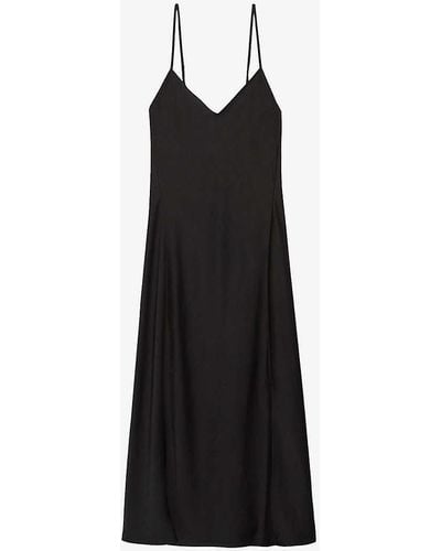 Claudie Pierlot Ria Open-back Woven Midi Dress - Black