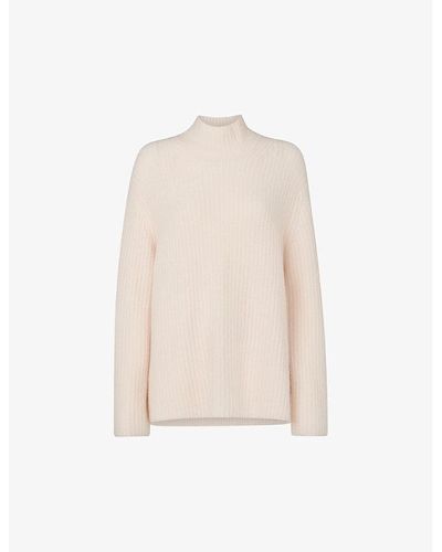 Whistles Ribbed Relaxed-fit Wool-blend Sweater - White