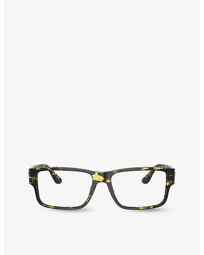 Versace Ve3342 Branded Rectangular-frame Plastic Glasses - Brown