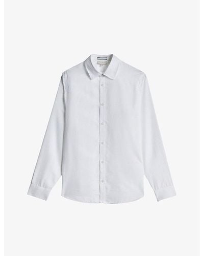 Ted Baker Layer Textured Long-sleeved Cotton-blend Shirt - White