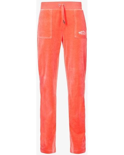 Juicy Couture Del Ray Straight-leg Mid-rise Recycled-velour jogging Bottoms - Red