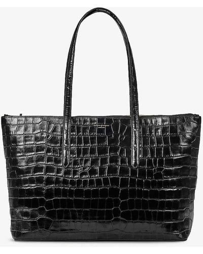 Aspinal of London Regent Croc-embossed Leather Tote Bag - Black