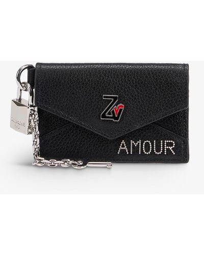 Zadig & Voltaire Zv Crush Embellished Lock-charm Leather Wallet - Black