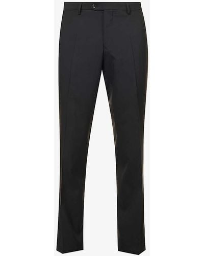 Oscar Jacobson Diego Regular-fit Tapered Leg Wool Trousers - Black
