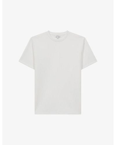 Reiss Bradley Stitched-trim Stretch Woven-blend T-shirt - White