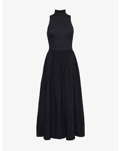 Reformation Sai Slim-fit Stretch-organic Cotton Maxi Dress - Black