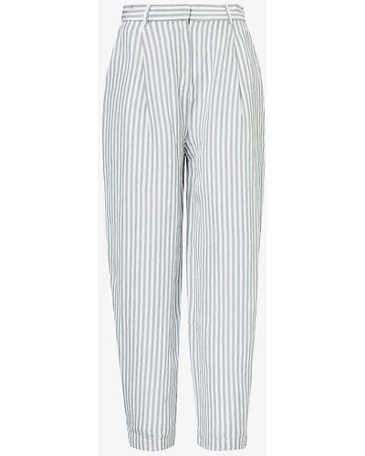 Posse Lorenzo Striped Straight-leg Woven Trousers - White