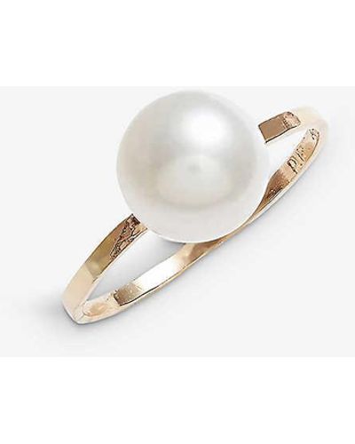 The Alkemistry Poppy Finch Large 14ct Yellow-gold And Mother Of Pearl Ring - White